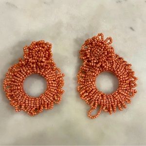Coral Anthropologie beaded earrings